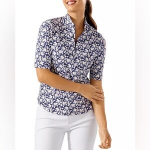 Tommy Bahama Aubrey Ditsy Dundee Island Zone Short Sleeve Top Sz XS